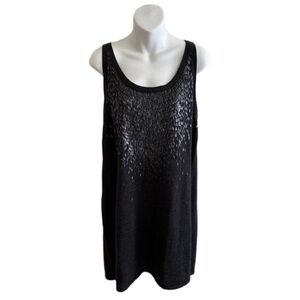 Eileen Fisher Merino Wool Sequin Tank Dress Dark Gray Sleeveless Scoopneck Large